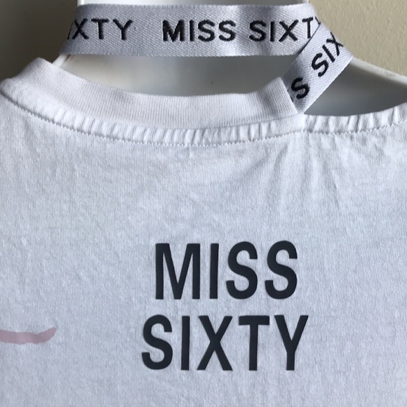 Miss Sixty sz Medium graphic tee photo girl adjustable Neck strap print on back - Picture 10 of 16